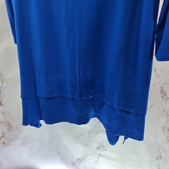 Eileen Fisher Top Womens Small P Blue Long Sleeve Tunic Round Lyocell Shirt - Picture 7 of 11